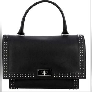 Givenchy NEW Shark Lock Studded Couture Satchel/ Shoulder Bag black lamb leather